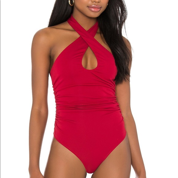 NWT $128 NBD Samantha Ruby Red Thong BodySuit XS - Picture 3 of 5